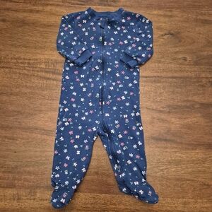 George Baby Girl's Navy Cotton Spring Floral Butterfly Sleeper Size 3-6M